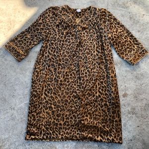 Cheetah Print Velvet Zip Up MooMoo House Coat